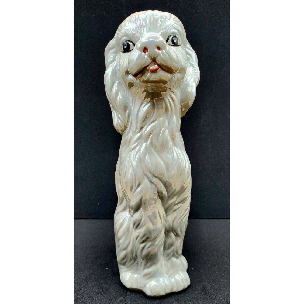 Porcelain Puppy Dog Iridescent Pearl Color Figurine